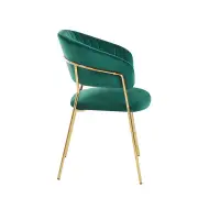 Krzesło na złotych nogach tapicerowane zielone K4-ZA bok